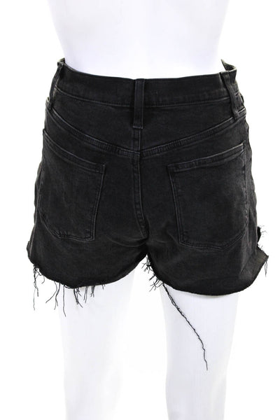 Madewell Womens Denim High Rise Cut Off Shorts Black Cotton Size 24
