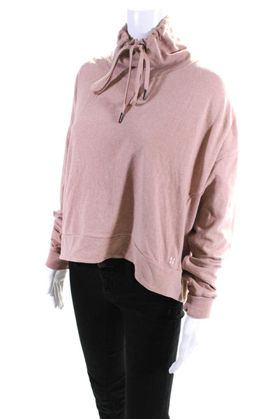 Sweaty Betty Womens Long Sleeve Turtleneck Drawstring Sweatshirt Pink Size M