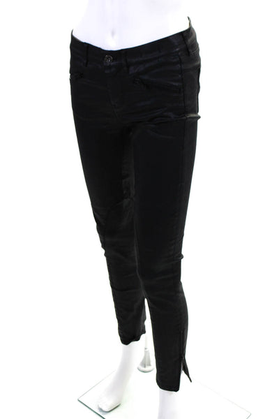 Madewell Women's Midrise Zip Pockets Skinny Coated Denim Pant Black Size 25