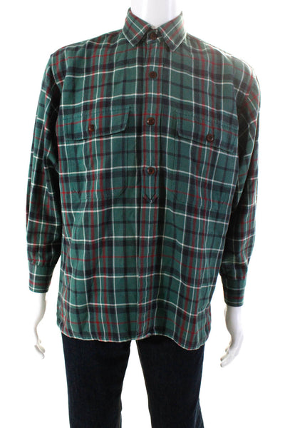 Ralph Lauren Country Men's Long Sleeve Button Down Plaid Shirt Green Size L
