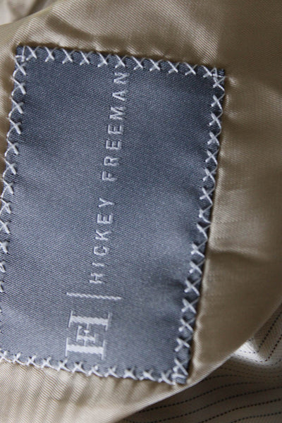 Hickey Freeman Mens Cotton Pinstripe Print Two Button Blazer Yellow Size 43L