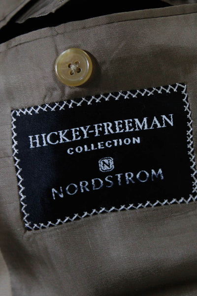 Hickey Freeman Mens Wool Notched Lapel Two Button Blazer Jacket Beige Size 44