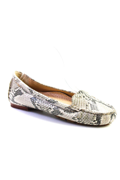 Cole Haan Womens Leather Snakeskin Print Flat Heel Casual Loafers Gray Size 7.5B