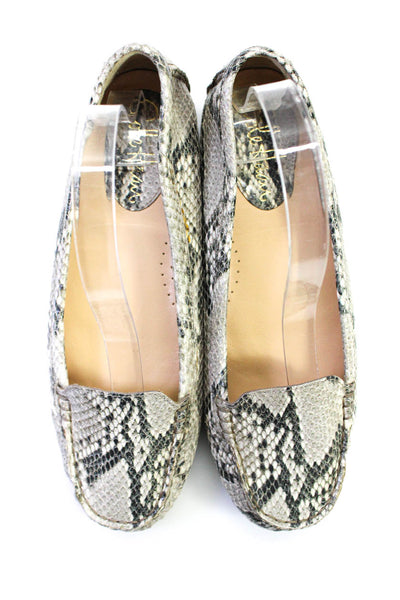 Cole Haan Womens Leather Snakeskin Print Flat Heel Casual Loafers Gray Size 7.5B