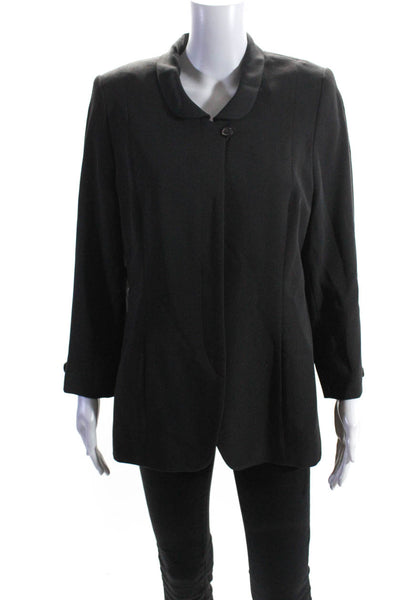 Cerruti 1881 Womens Dark Brown Wool Collar Long Sleeve Blazer Jacket Size 14