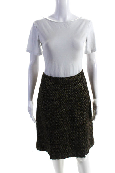 Rhonda Baum Womens Brown Textured Zip Back Lined Knee Length Pencil Skirt Size L