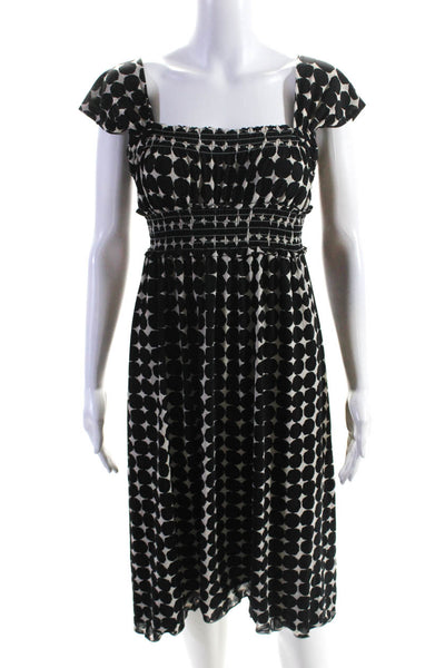 Max Studio Womens Abstract Print Sleeveless A Line Dress Black White Size Small