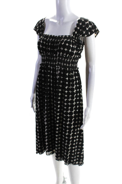 Max Studio Womens Abstract Print Sleeveless A Line Dress Black White Size Small