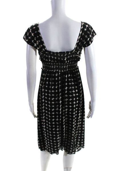 Max Studio Womens Abstract Print Sleeveless A Line Dress Black White Size Small