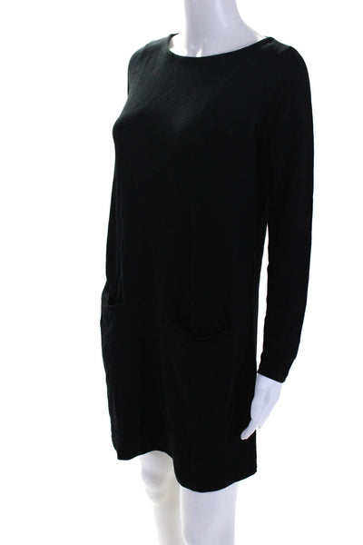 Eileen Fisher Womens Long Sleeve Scoop Neck Knit Shirt Dress Black Size XS