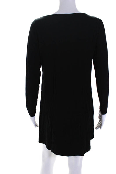 Eileen Fisher Womens Long Sleeve Scoop Neck Knit Shirt Dress Black Size XS