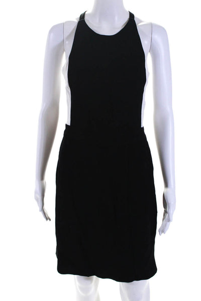 A.L.C. Womens Scoop Neck Knee Length Unlined A-Line Dress Black White Size 4