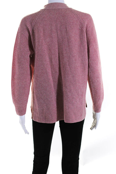 Madewell Womens Long Sleeve Rib Knit Henley V-Neck Pullover Sweater Pink Size S