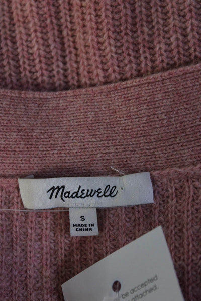 Madewell Womens Long Sleeve Rib Knit Henley V-Neck Pullover Sweater Pink Size S