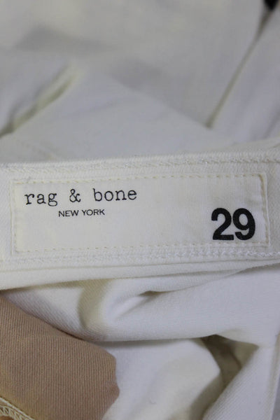 Rag & Bone Womens Cotton Mid Rise Skinny Zip Up Jeans Pants White Size 29