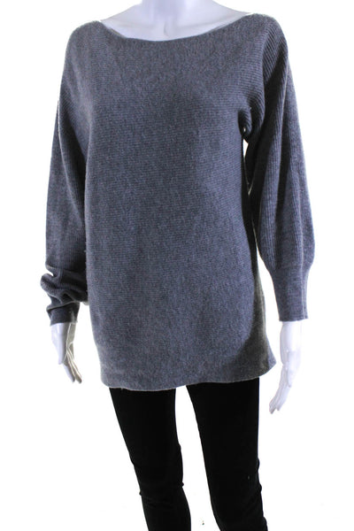 Theory Women's Boat Neck Long Sleeves Pullover Sweater Gray Size P