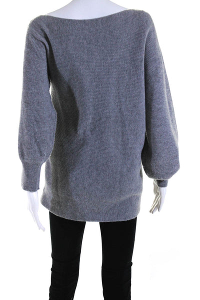 Theory Women's Boat Neck Long Sleeves Pullover Sweater Gray Size P
