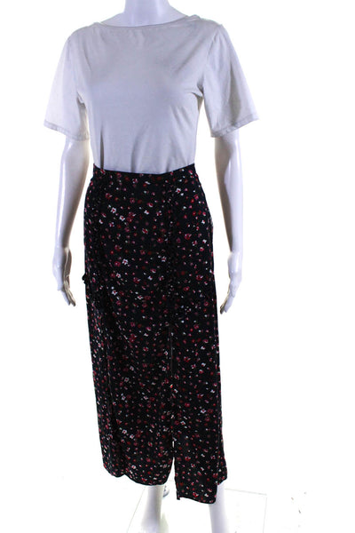 The Fifth Label Womens Floral Double Slit Midi Skirt Dark Blue Red Pink Size XS