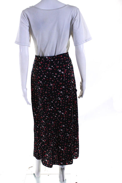 The Fifth Label Womens Floral Double Slit Midi Skirt Dark Blue Red Pink Size XS