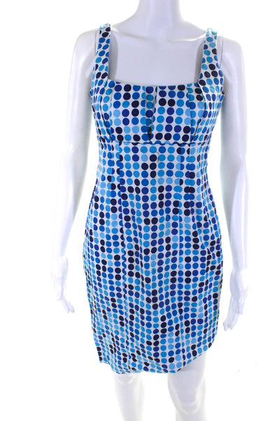 Calvin Klein Womens Cotton Spotted Print Empire Waist Dress Blue White Size S