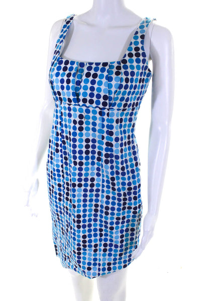 Calvin Klein Womens Cotton Spotted Print Empire Waist Dress Blue White Size S