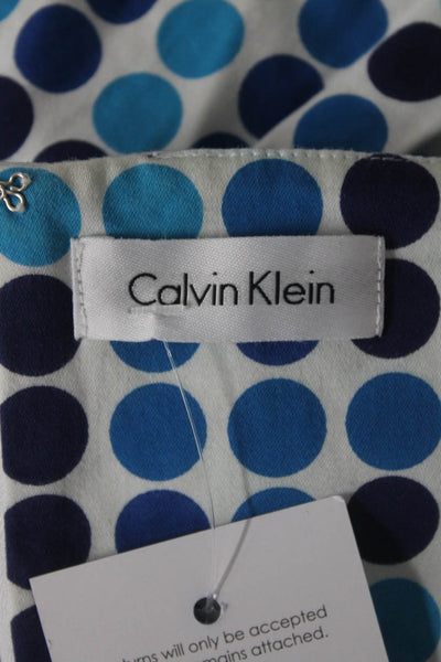 Calvin Klein Womens Cotton Spotted Print Empire Waist Dress Blue White Size S