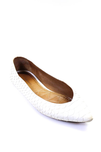 Isabel Marant Womens Embossed Leather Pointed Toe Ballet Flats White Size 39 9