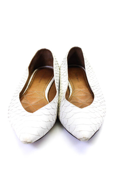 Isabel Marant Womens Embossed Leather Pointed Toe Ballet Flats White Size 39 9