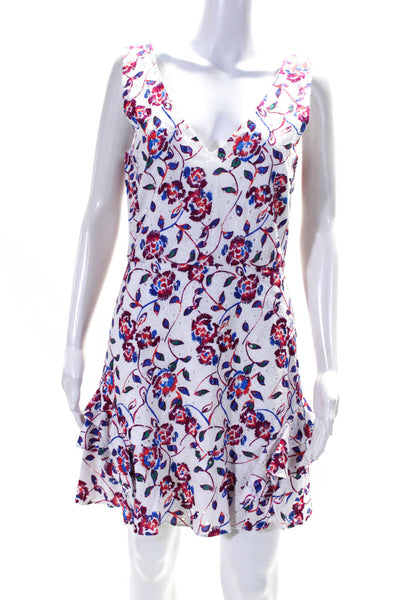 Tanya Taylor Women's V-Neck Sleeveless Ruffle Tiered Mini Dress Floral Size 6