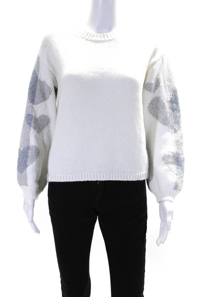 Splendid Women's Crewneck Long Sleeves Pullover Sweater White Gray Size XS