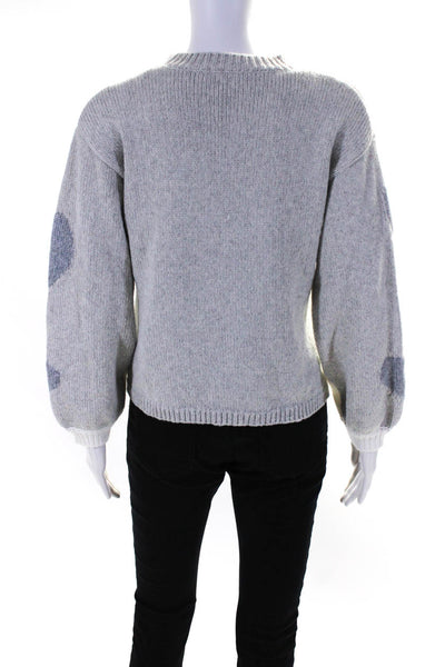 Splendid Women's Crewneck Long Sleeves Pullover Sweater White Gray Size XS