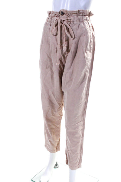 Free People Womens Cotton High Rise Tapered Wide Leg Pants Light Pink Size XS
