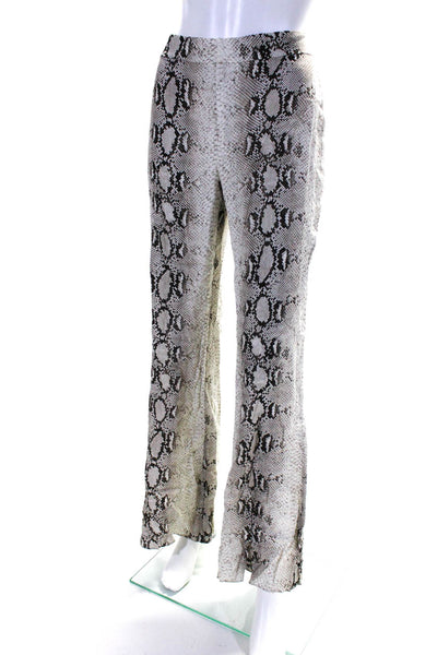 Zara Woman Womens Elastic Snakeskin Print Mid Rise Flared Pants White Size XS
