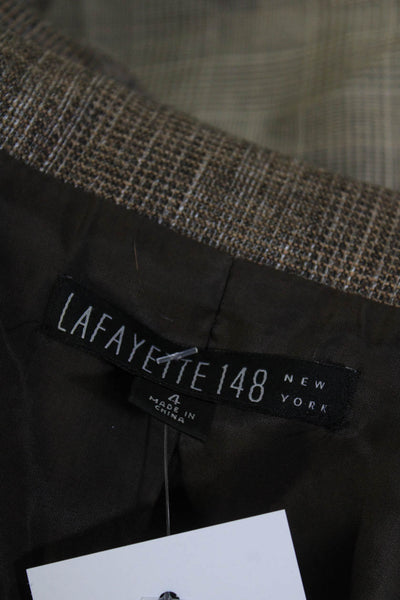 Lafayette 148 New York Women's Collar Long Sleeves Line Blazer Brown Size 4