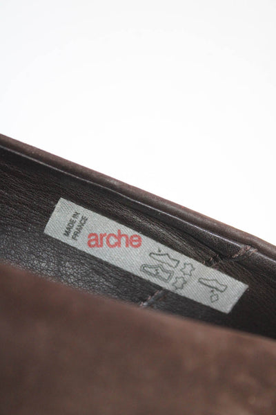 Arche Women's Round Toe Suede Slip-On Block Heels Work Pumps Brown Size 9.5