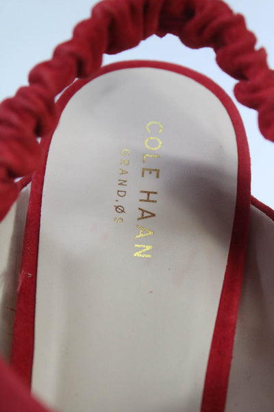 Cole Haan Women's Open Toe Block Heels Sling Back Suede Sandals Red Size 8.5