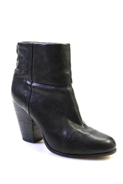 Rag & Bone Womens Leather Zippered High Block Heeled Ankle Booties Black Size 9