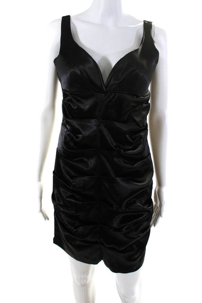 Siren Lily Womens Sleeveless Sweetheart Ruched Mini Bodycon Dress Black Size S