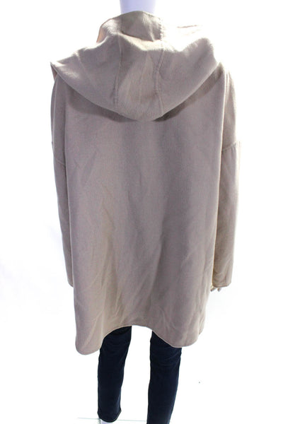 Strenesse Women's Hood Long Sleeves Open Front Coat Beige Size M