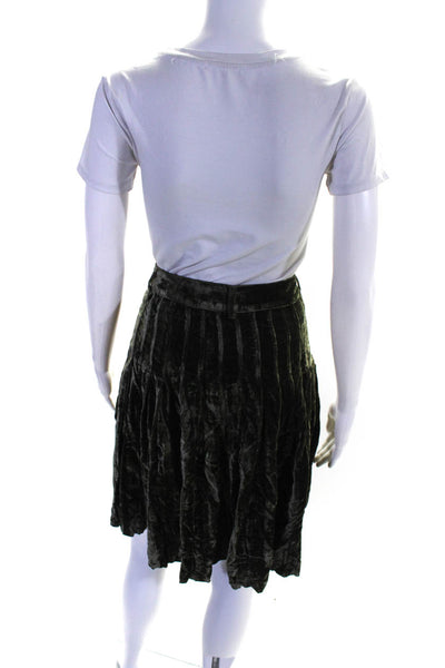 Paul Smith Womens Velvet A Line Pleated Wrap Skirt Green Size EUR 44