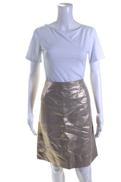 Eccoci Women's Lined Metallic Knee Length Skirt Gold Size 10