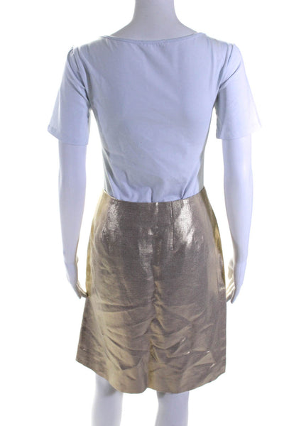 Eccoci Women's Lined Metallic Knee Length Skirt Gold Size 10