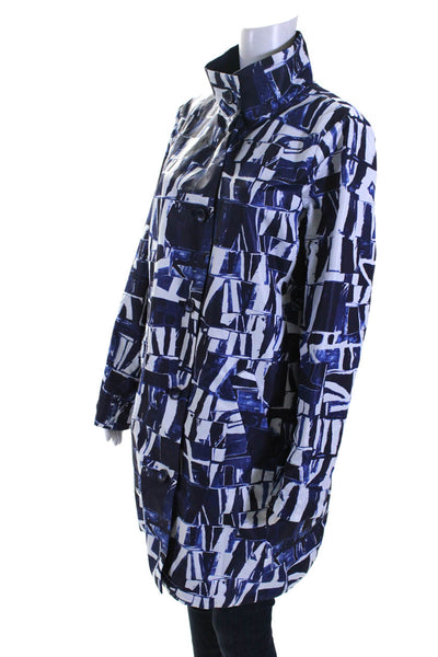 Carlisle Women's Reversible Abstract Print Mid Length Jacket Blue Size 10