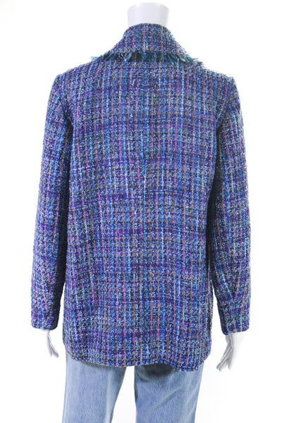 Carlisle Women's Open Front Fringe Long Tweed Jacket Multicolor Size 10