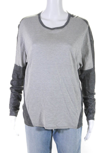 Helmut Lang Women's Round Neck Long Sleeves Blouse Gray Size M