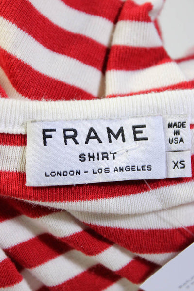 Frame Women's Round Neck Short Sleeves Stripe Blouse Size XS
