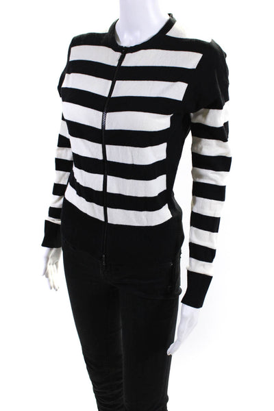 W by Worth Women's Round Neck Long Sleeves Full Zip Cardigan Stripe Size S