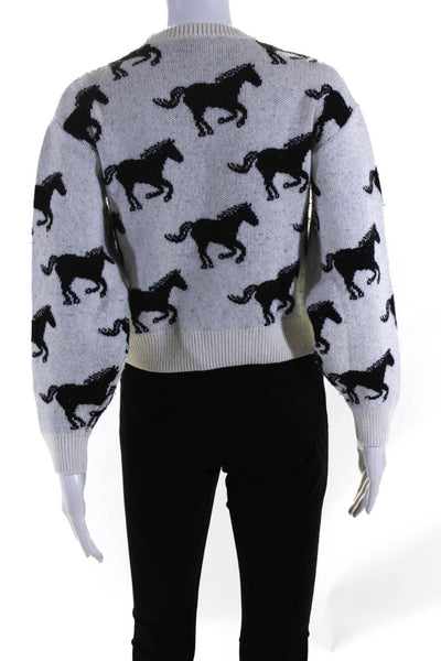 & Other Stories Women's Long Sleeve Graphic Print Crewneck Sweater White Size XS