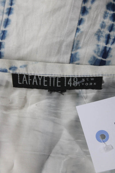 Lafayette 148 New York Womens Silk Tie-Dye Lined Short Skirt White Blue Size M