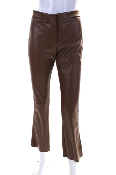 QL2 Women's Vegan Leather Straight Leg Pants Light Brown Size 40